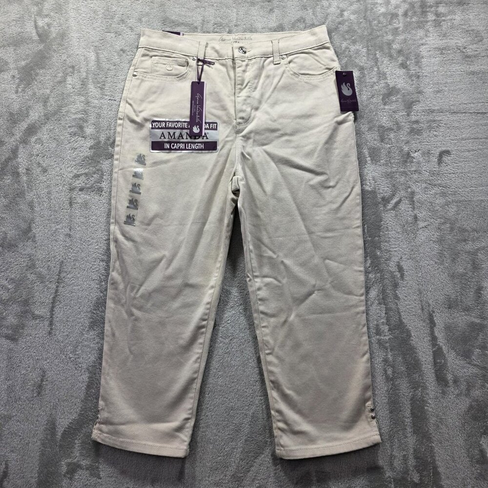Gloria Vanderbilt Capri Pants Womens 6 Khaki Amanda Stretch Slimming High Rise